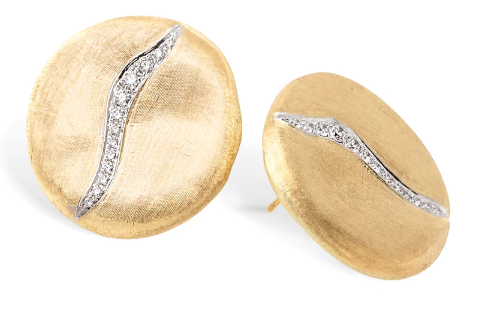 18k Yellow And White Gold, With 0.54ctw Diamonds Jaipur Medium Diamond  Accented Stud Earrings By Marco Bicego