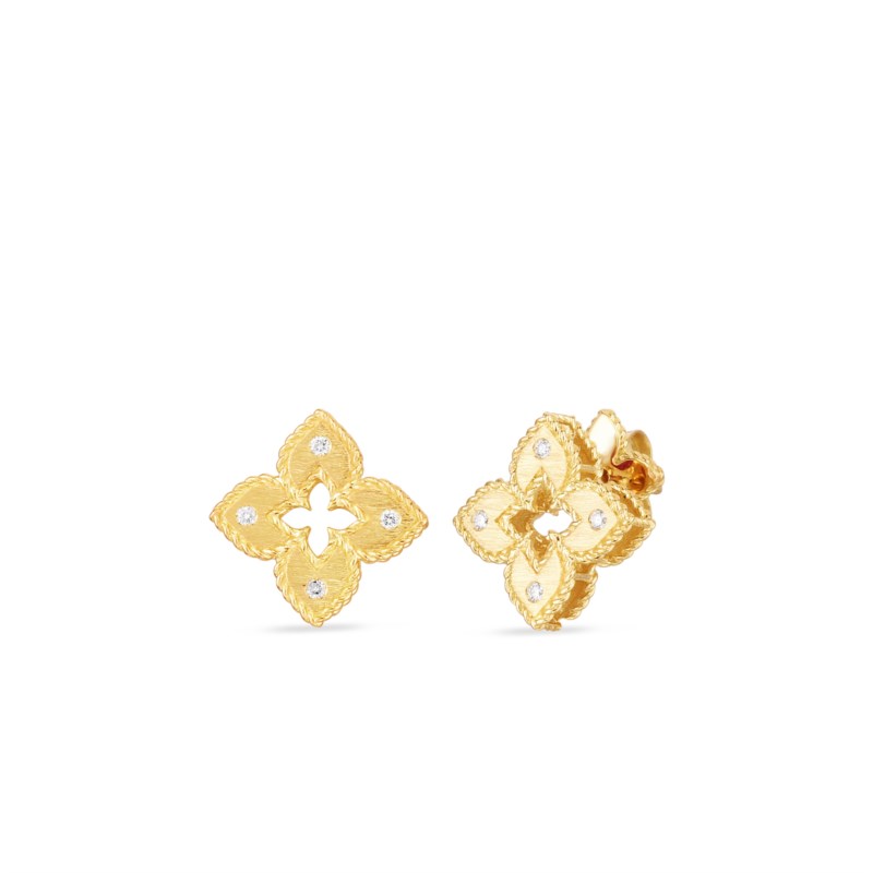 0.05ctw Diamonds X-small Petite Venetian Stud Earrigns Set In 18k Yellow Gold By Roberto Coin