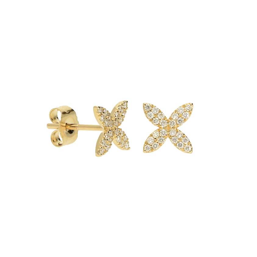 0.17ctw Diamonds Set In 14k Yellow Gold, Pave Star Stud Earrings By Pd Collection