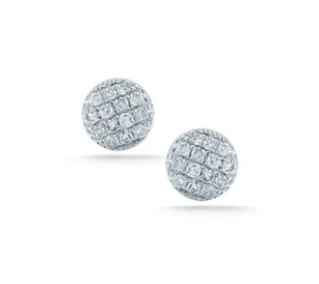 14k White Gold With 0.14ctw Diamonds, Lauren Joy Mini Pave Disc Stud Earrings By Dana Rebecca