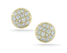 14k Yellow Gold With 0.14ctw Diamonds, Lauren Joy Mini Disc Stud Earrings By Dana Rebecca