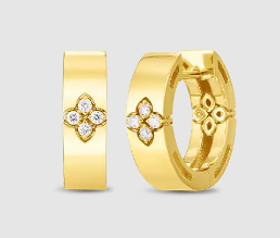 0.05ctw Diamonds, 15mm Love In Verona Small Hoop Earrings Set In 18k Yellow Gold By Roberto Coin