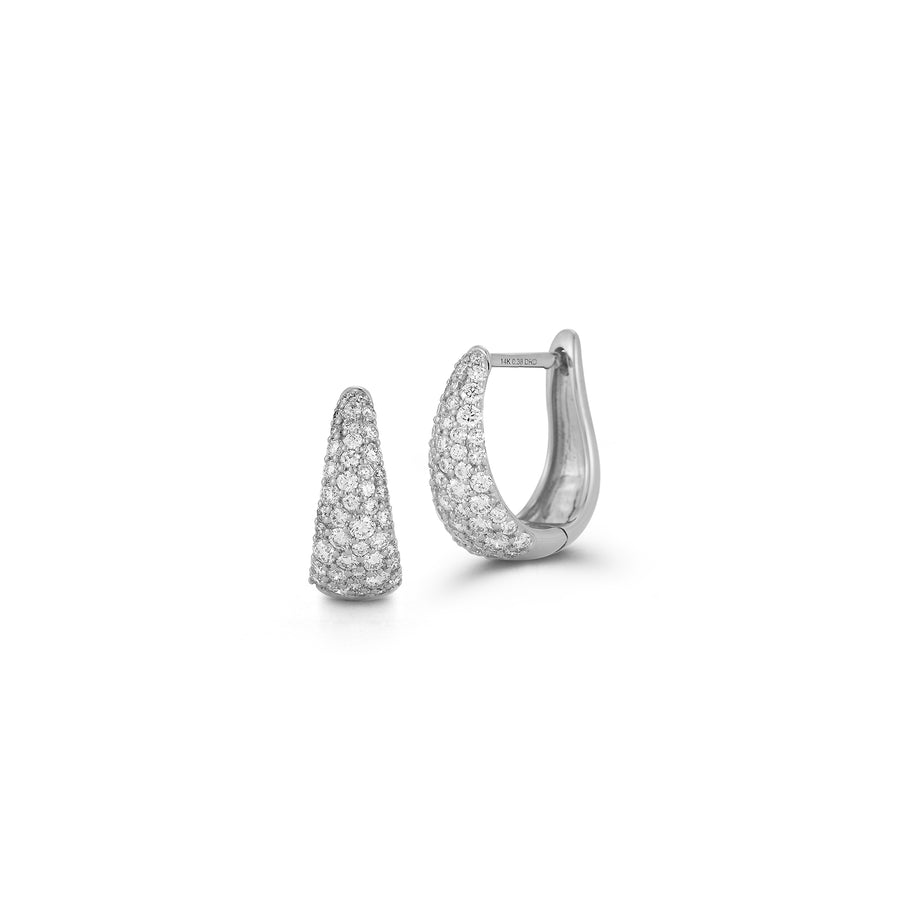 14k White Gold With 0.75ctw Diamonds, Large Tapered Hoop Earrings By Dana Rebecca