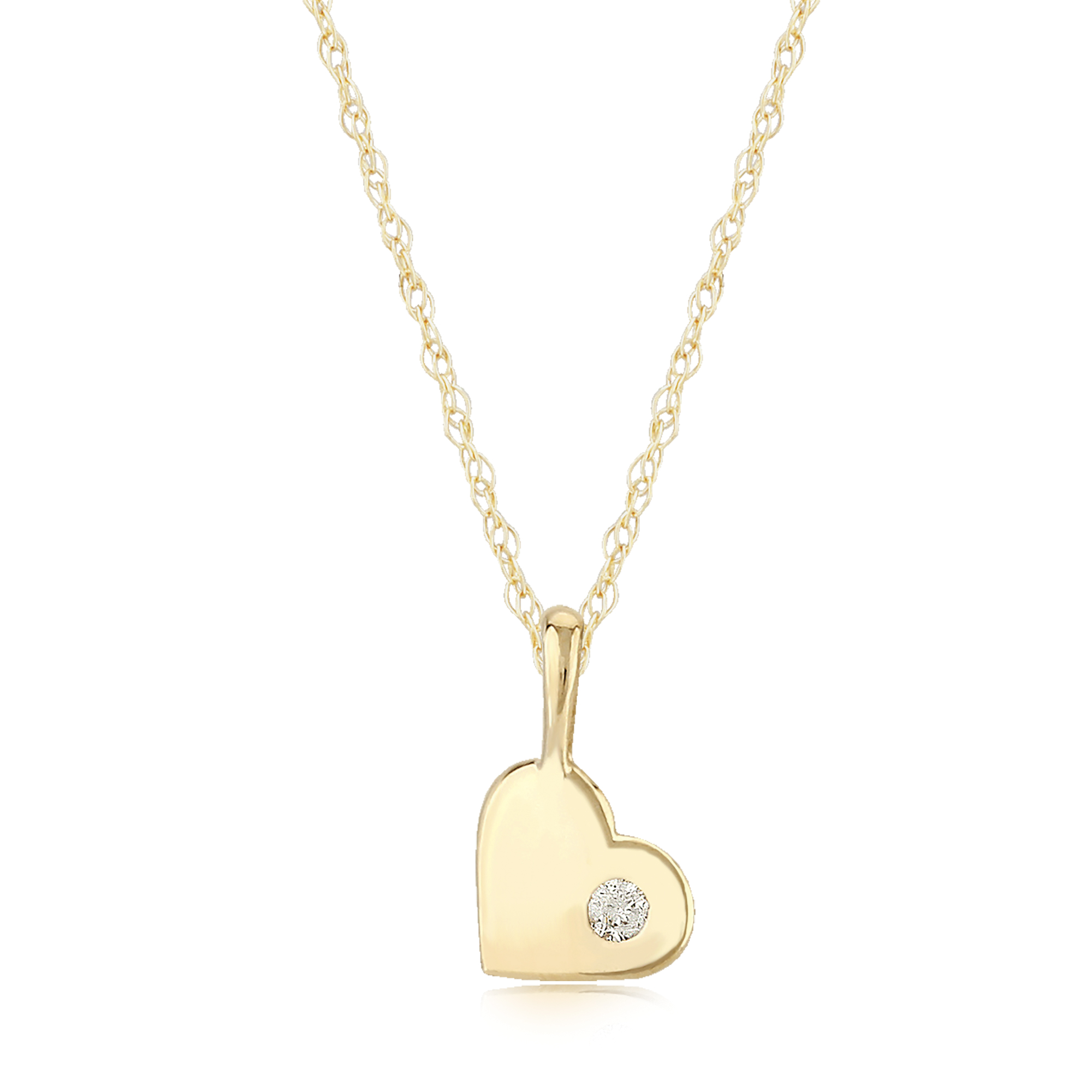 .03ctw Diamonds Set In 14k Yellow Gold Heart Pendant With 1 Stone 14