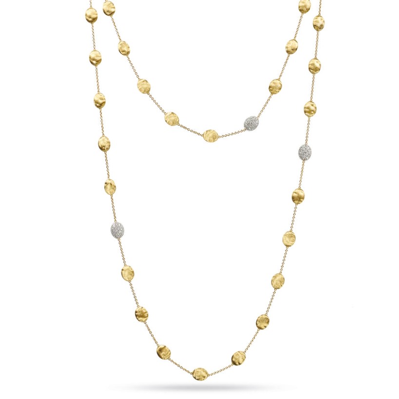 18k Yellow And White Gold With 0.87ctw Diamond Siviglia Large Bead Long Necklace By Marco Bicego