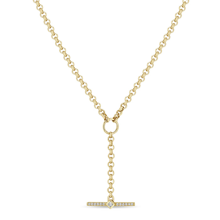 14k Yellow Gold With 0.07ctw Diamonds, Diamond Bar Toggle Lariat Necklace, 16-18