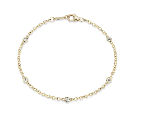 0.50ctw Diamonds Set In 14k Yellow Gold 5 Stone Bezeled Set Diamonds-by-the-yard Bracelet 7