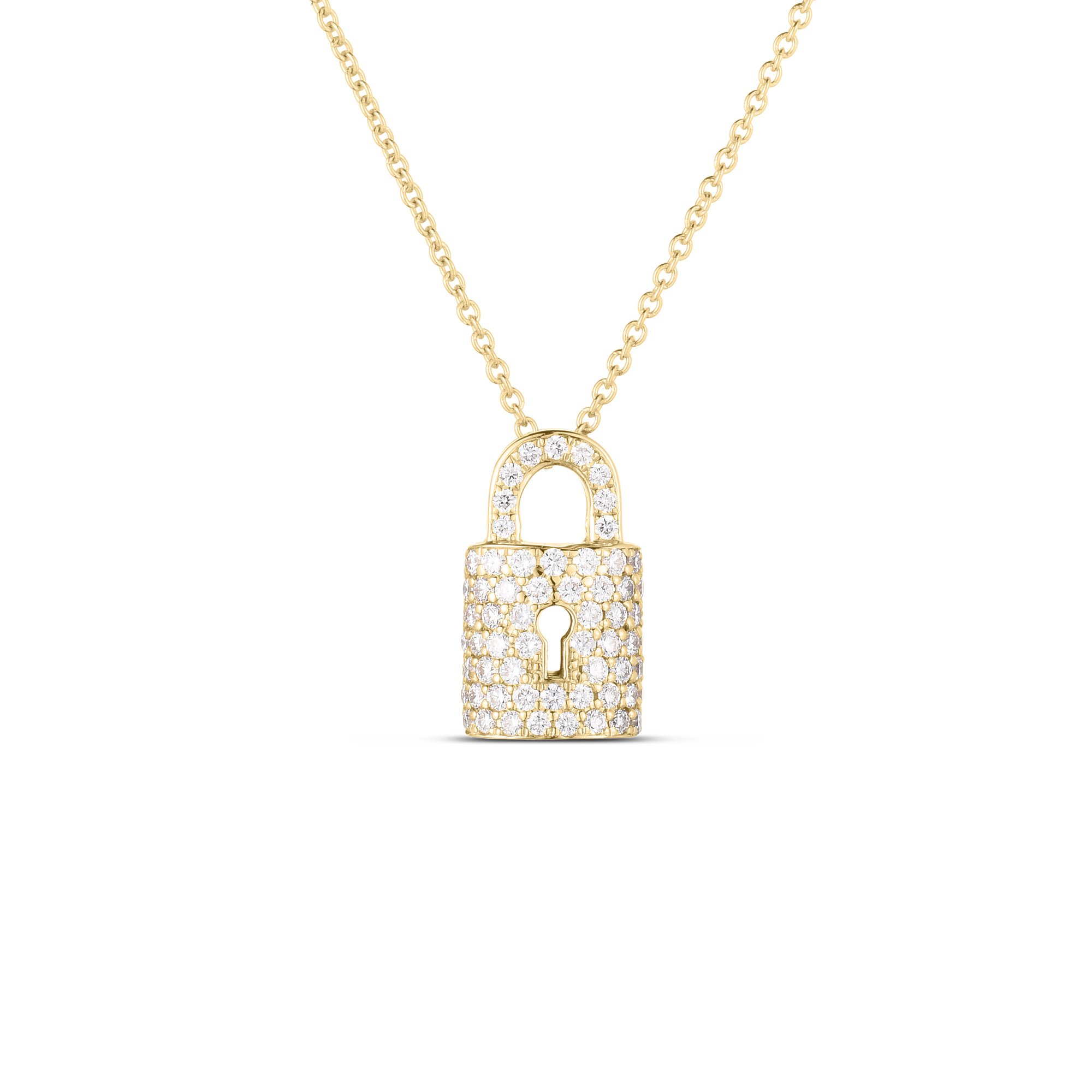 0.30ctw Diamonds Tiny Treasures Lock Necklace Set In 18k Yellow Gold 18