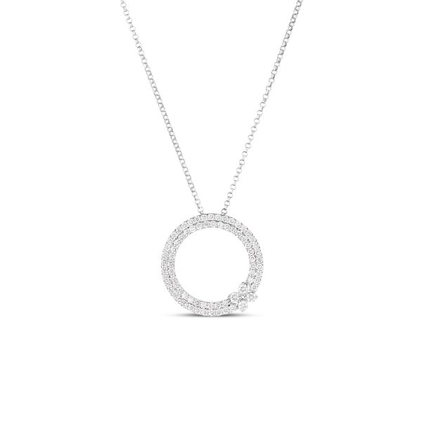 0.67ctw Diamonds Set In 18k White Gold, Love In Verona Pave Diamond Circle Necklace, 17