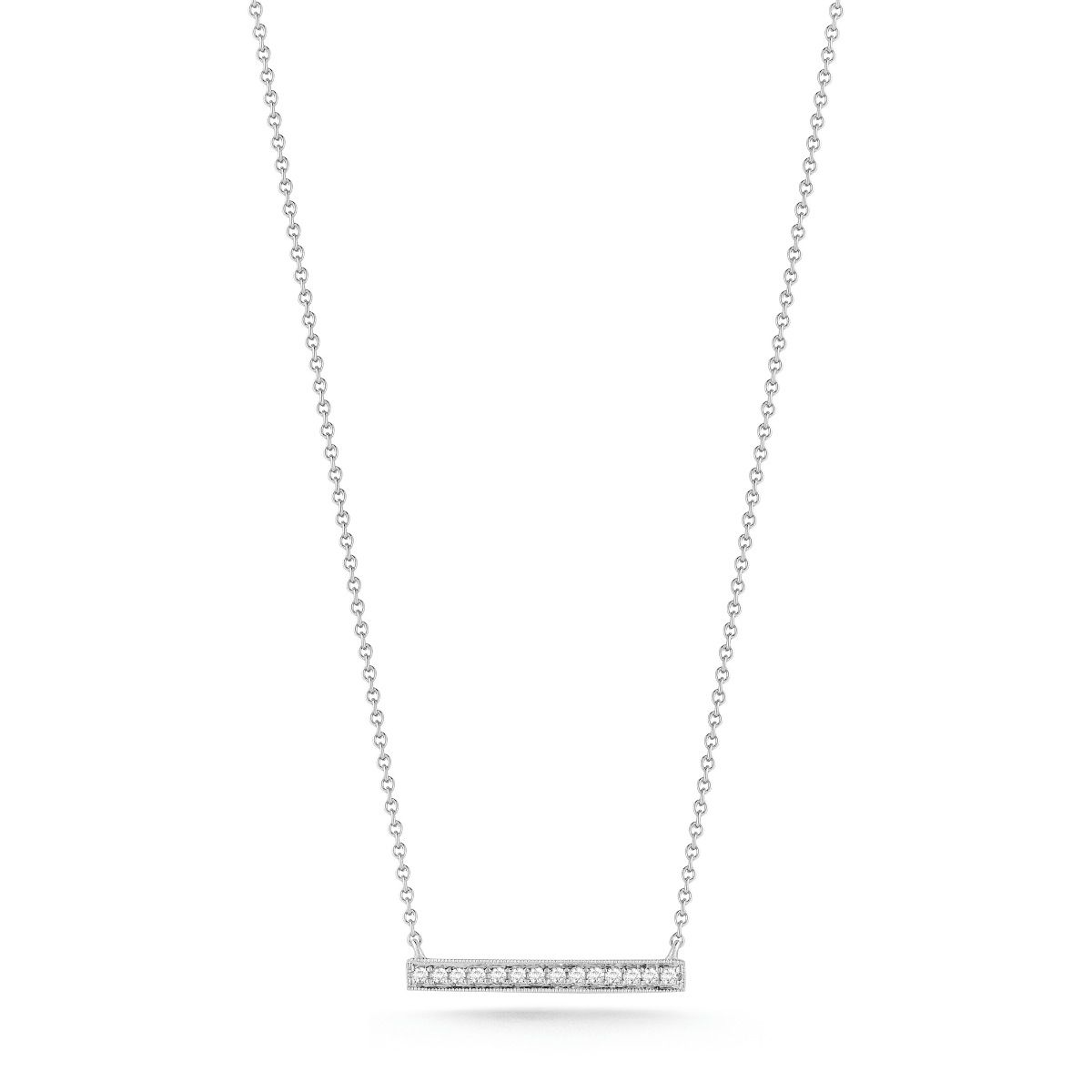 14k White Gold With 0.07ctw Diamonds, Sylvie Rose Medium Bar Necklace 16