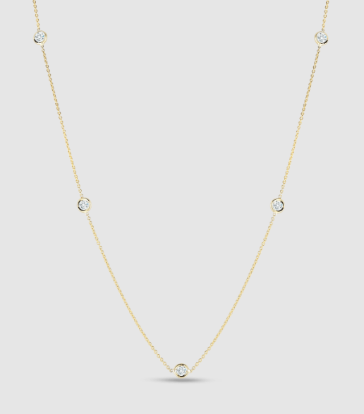 18k Yellow Gold With 0.23ctw Diamond Bezel Set 5 Station Necklace16-18