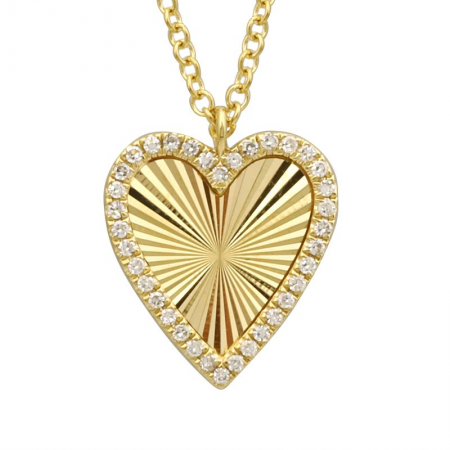 14k Futed Heart Diamond Necklace