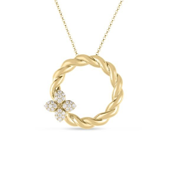 18k Yellow Gold With 0.30ctw Diamonds, Love In Verona Diamond Twist Necklace By Roberto Coin