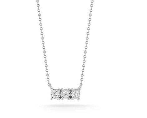 14k White Gold With 0.07ctw Diamonds, Ava Bea Bar Necklace With 3 Stones 16-18