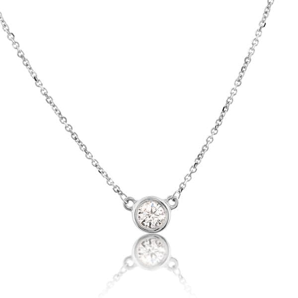 14k White Gold With 0.40ct Diamond, Bezel Set Solitaire Diamonds By The Yard Necklace 16-18