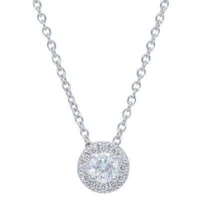 14k White Gold 0.23ctw Diamonds 3.5mm Solitaire Pendant With Halo Necklace By Pd Collection