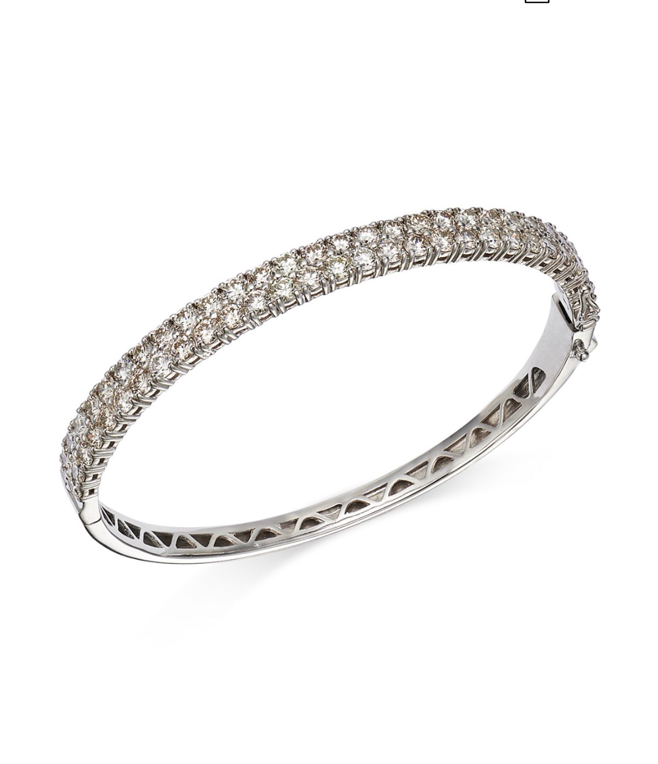 6.07ctw Hi/i1 Diamonds Set In 14k White Gold 3.00mm Double Row, Top Only, Hard Bangle With 57 Stones, By Providence Diamond Collection