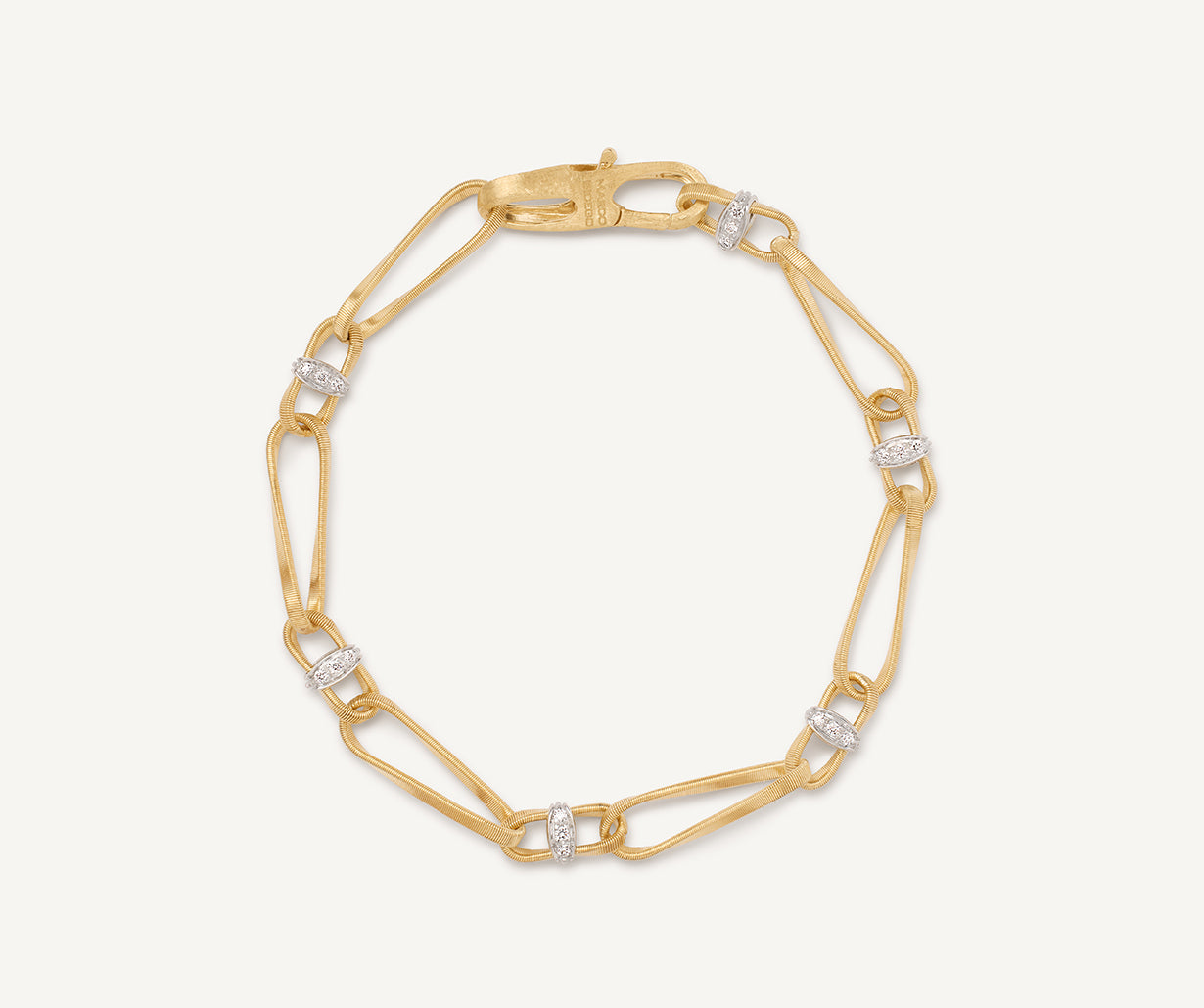 18k Yellow And White Gold With 0.30ctw Diamonds, Marrakech Onde Twisted Coil Link Bracelet By Marco Bicego