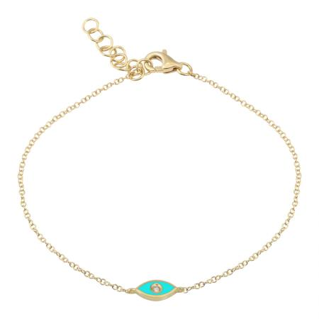 14k Diamond Evil Eye Bracelet