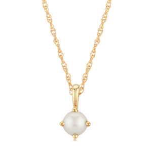 14k Yellow Gold 4mm Pearl Pendant Neckalce 18