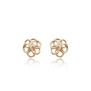 14k Yellow Gold Six Circle Cluster Stud Earrings By Pd Collection