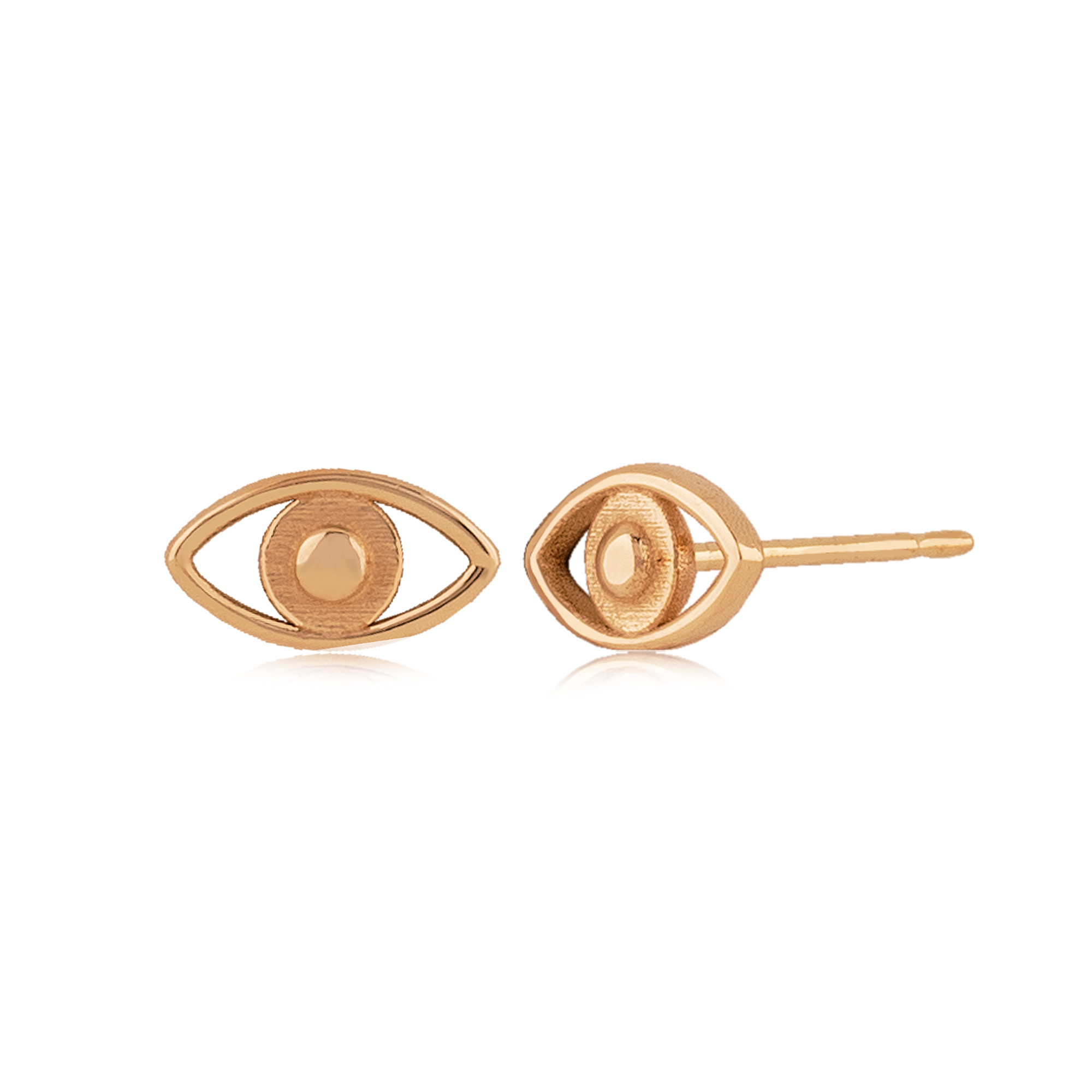 14k Yellow Gold Evil Eye Stud Earrings By Pd Collection