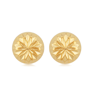 14k Yellow Gold Faceted Button Earrings By Pd Collection