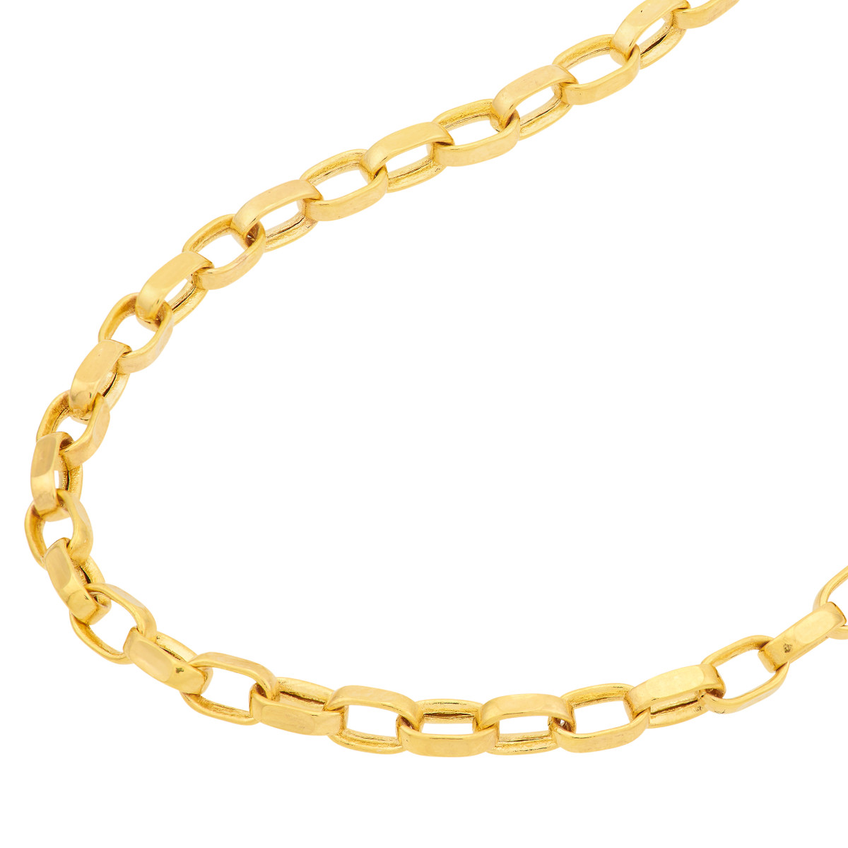 14k Yellow Gold Hollow Oval Rolo Chain Necklace 16