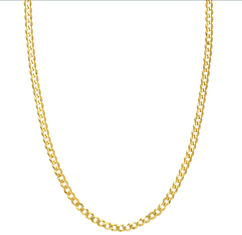 14k Yellow Gold 4.95mm Flat Open Cuban Link Necklace 22