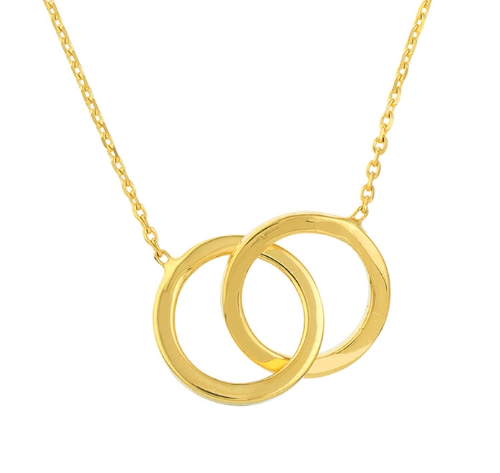 14k Yellow Gold Interlocked Circled Necklace 18