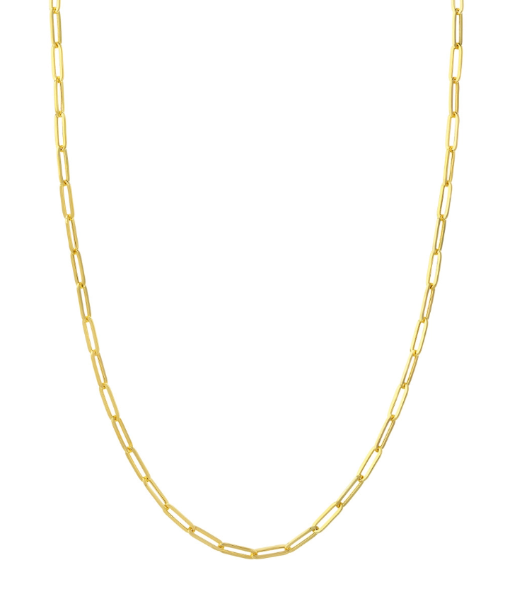 14k Yellow Gold 3.8mm Hollow Paper Clip Necklace 18