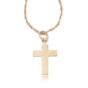 14k Yellow Gold Small Cross Pendant Necklace 18