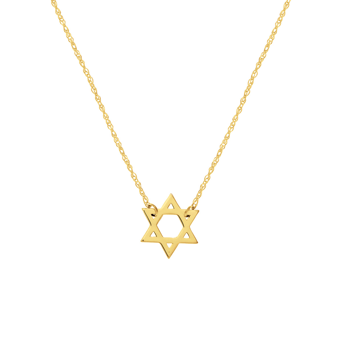 14k Yellow Gold Mini Star Of David Necklace 18