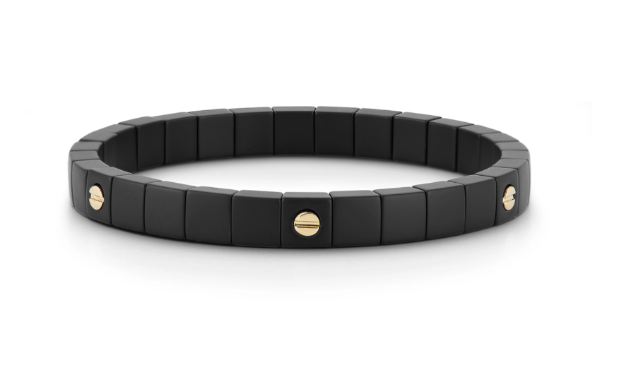 18k Yellow Gold 7mm Scacco Vite Matte Black Ceramic Bracelet With 6 Screws By Roberto Demeglio