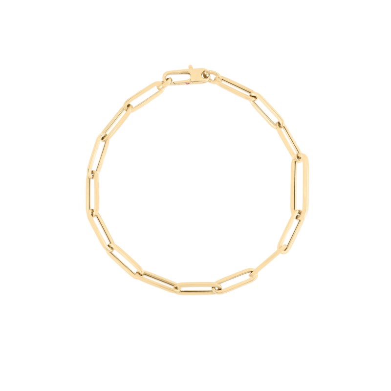 Alternating Size Paperclip Bracelet In 18k Yellow Gold 7