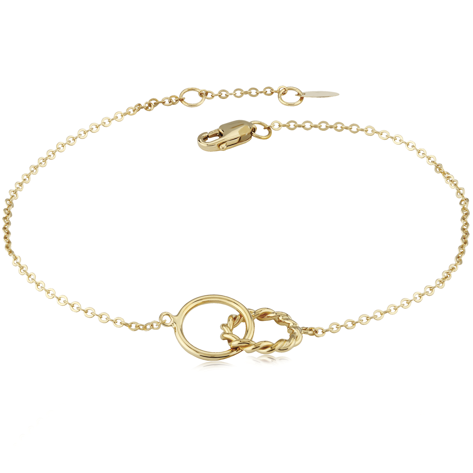 14k Yellow Gold Double Twist Interlocking Link Bracelet 7-7.5