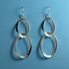 Sterling Silver Rhodium Coated Classic Double Oval Drop Earrings By Pd Collection