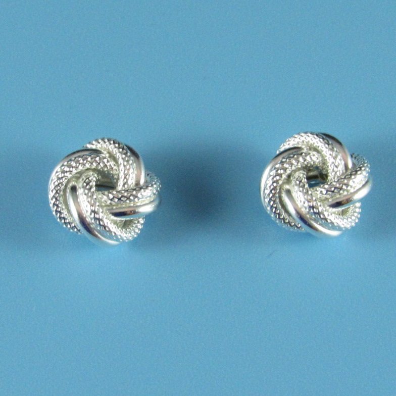 Sterling Silver Textured Small Knot Earring 1/4