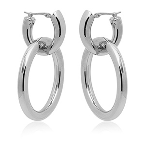 Sterling Silver Tappered Hoop With Removable Oval Hoop Earrings By Pd Collection