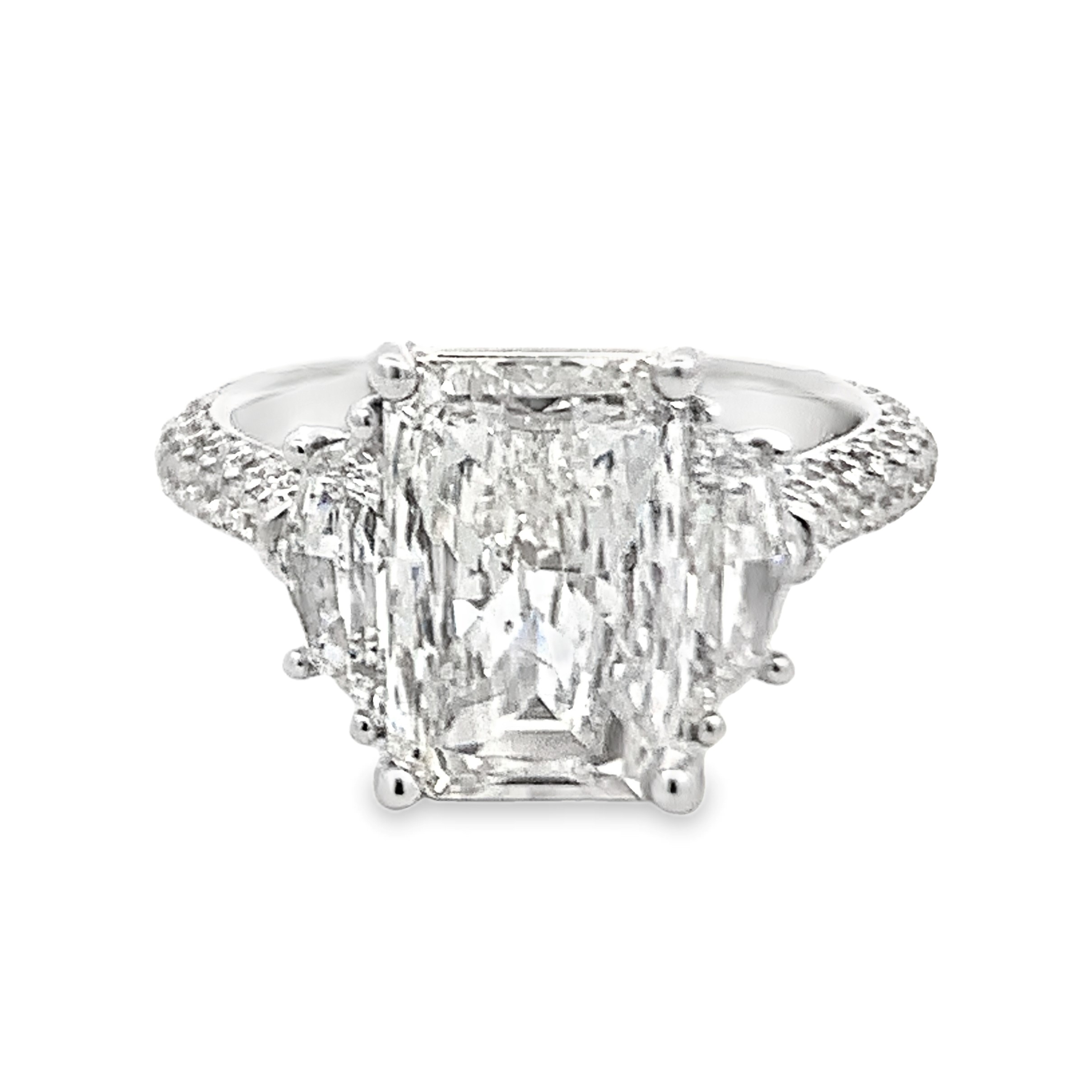 18K White Gold 3-Stone Radiant Engagement Ring