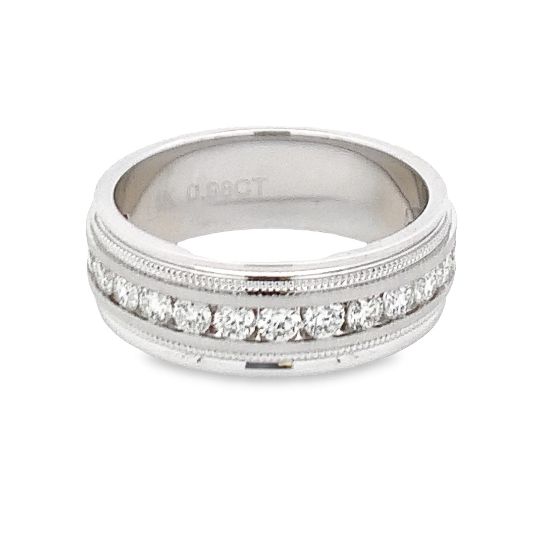 14K White Gold Diamond Men's Wedding Band