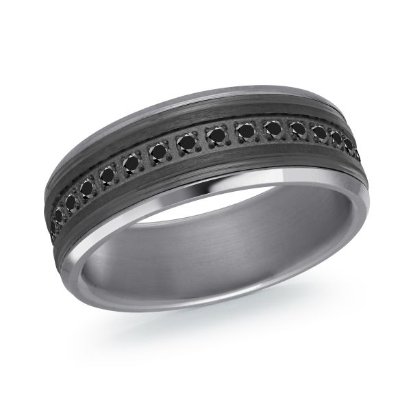 MALO Tantalum Black Diamond Wedding Band