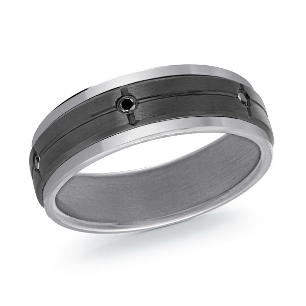 MALO Tantalum Black Diamond Wedding Band