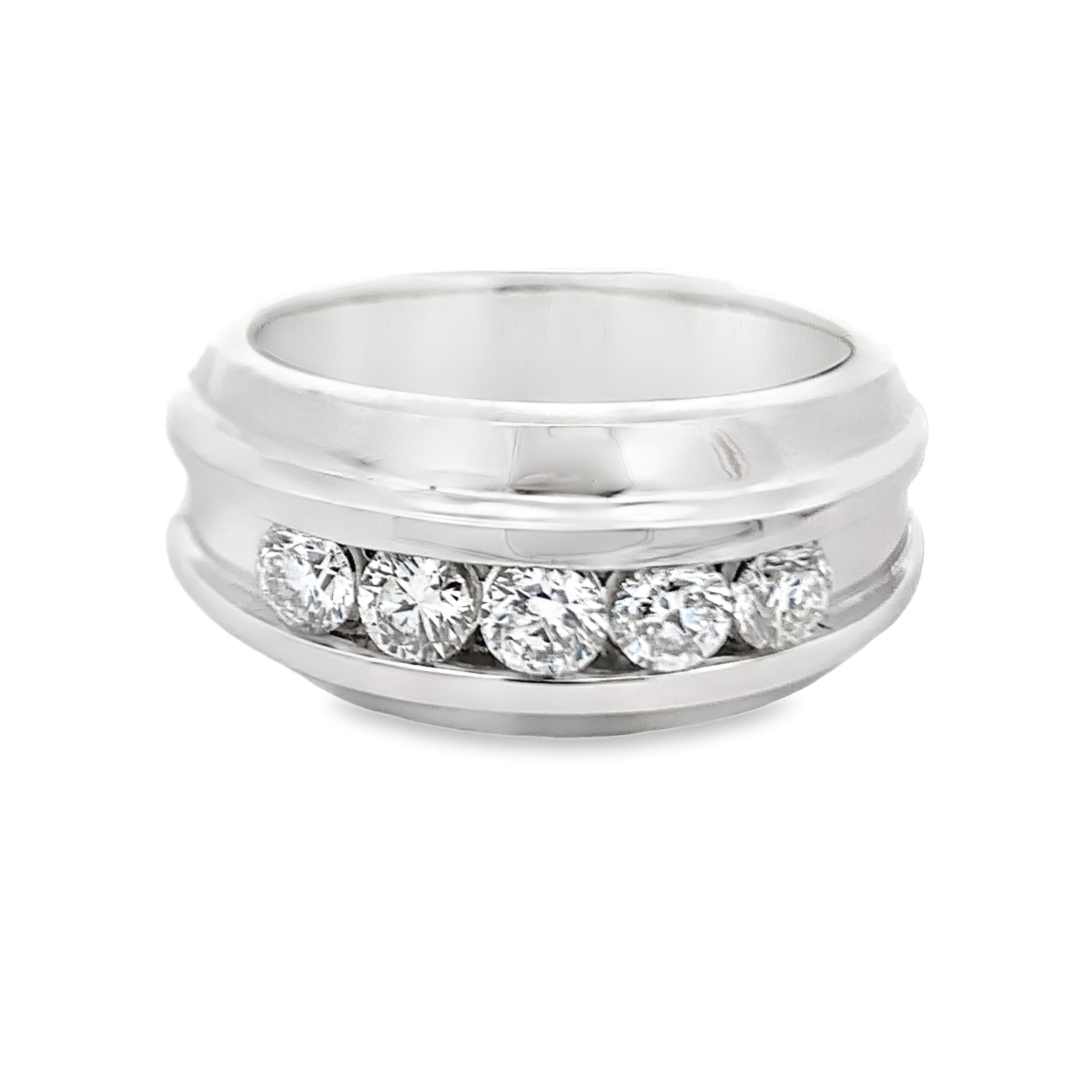 18K White Gold Channel Set Wedding Band