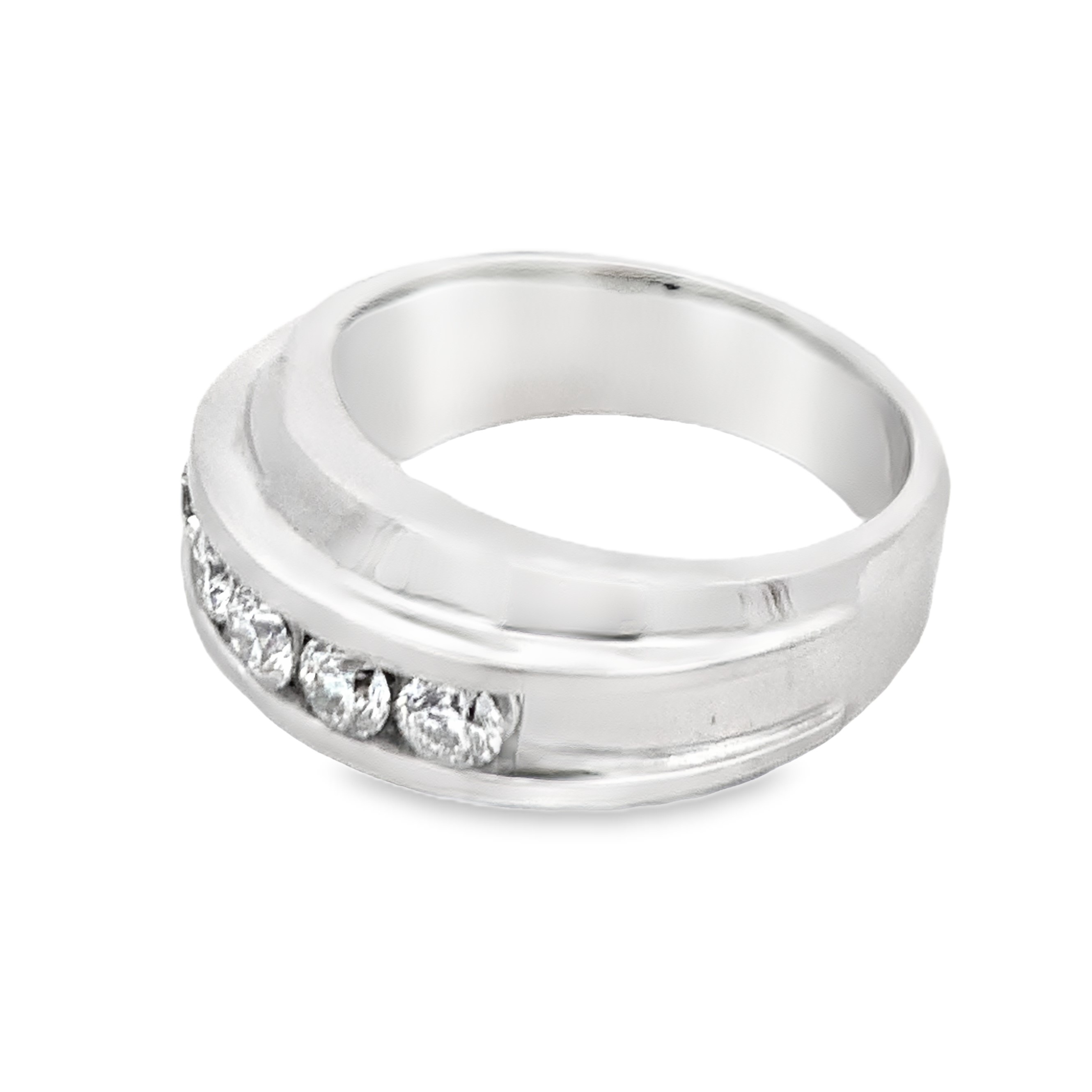 18K White Gold Channel Set Wedding Band