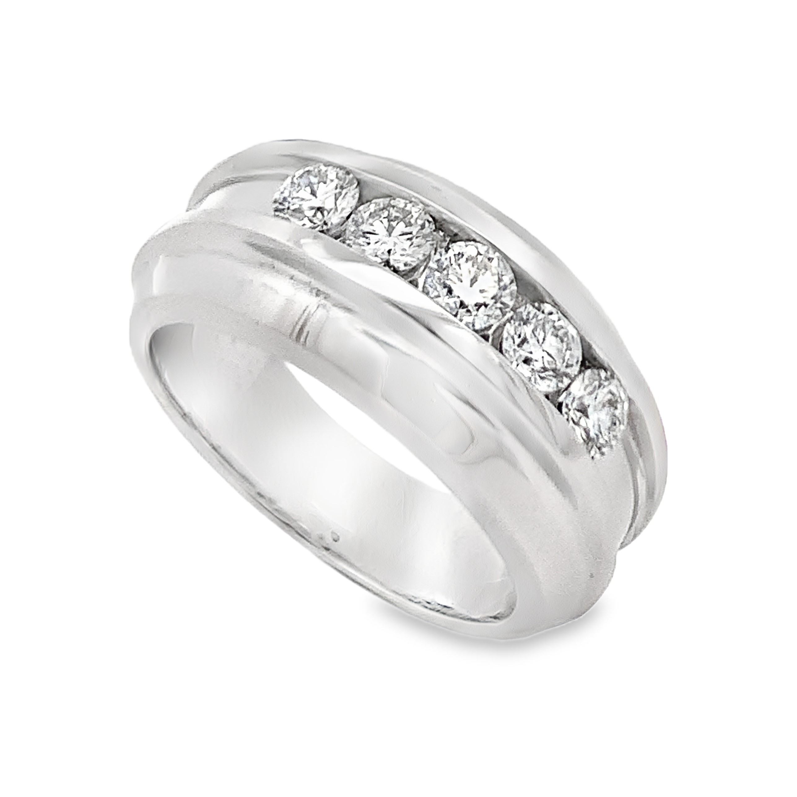 18K White Gold Channel Set Wedding Band