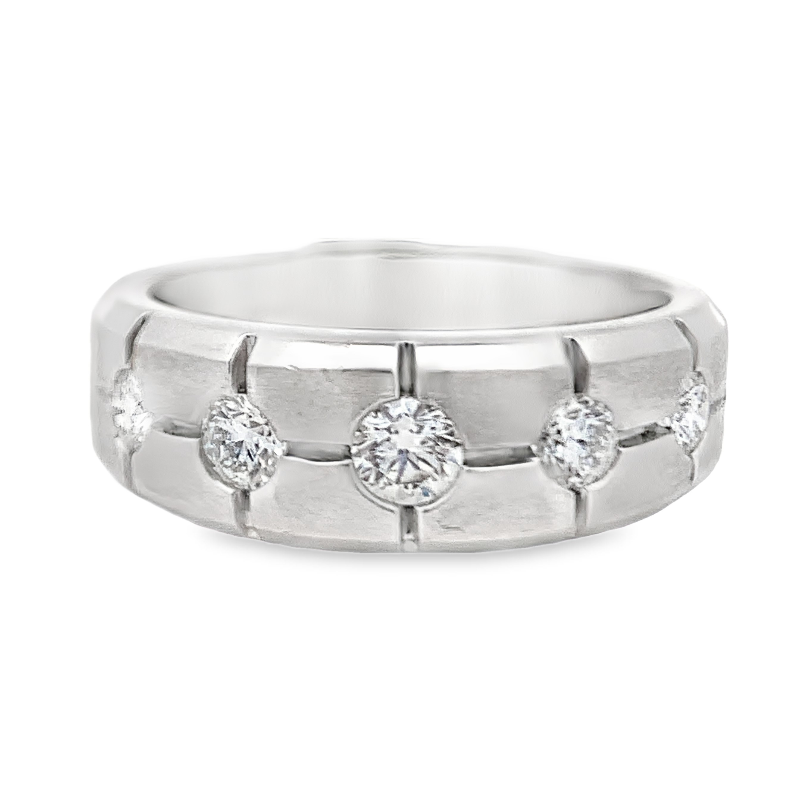 14K White Gold Diamond Wedding Band