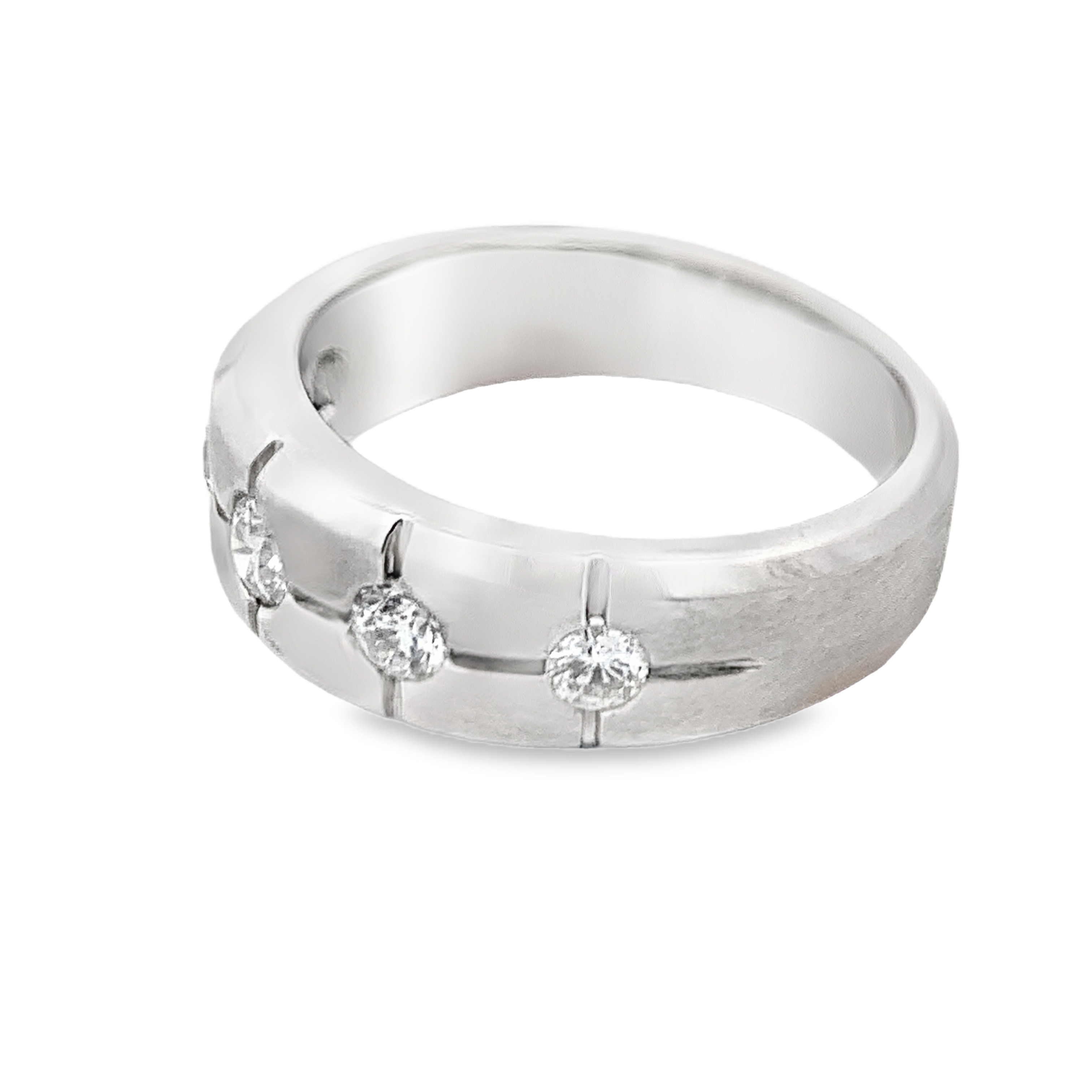 14K White Gold Diamond Wedding Band