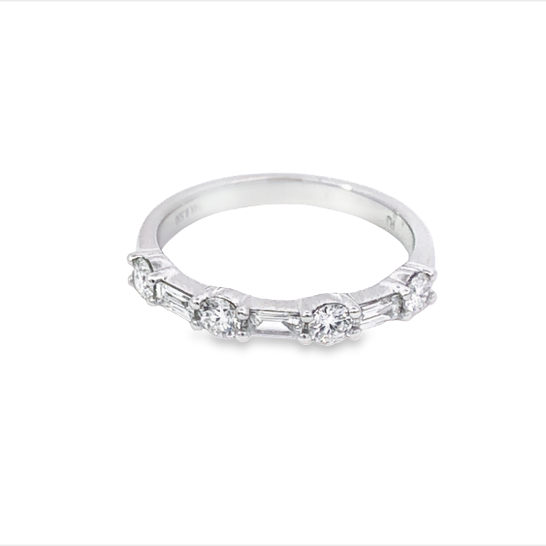 14K White Gold Alternating Diamond Anniversary Band