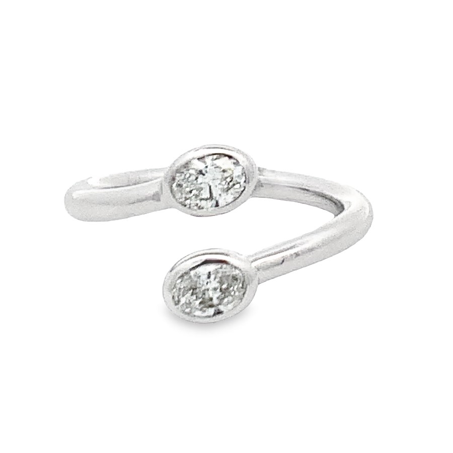 Romanza 14K White Gold Diamond Bypass Ring